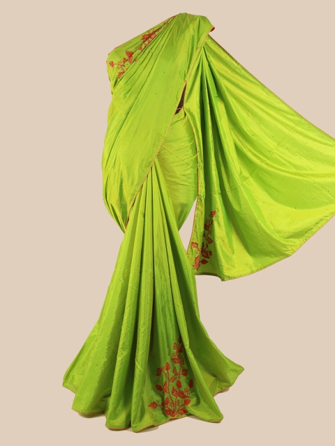 

Pothys Green Embroidered Art Silk Saree