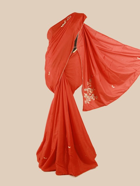 

Pothys Rust Beads and Stones Art Silk Saree