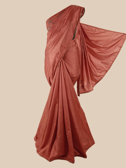 

Pothys Copper-Toned Embellished Beads and Stones Art Silk Saree