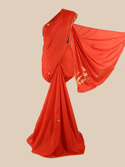

Pothys Red Embroidered Art Silk Saree