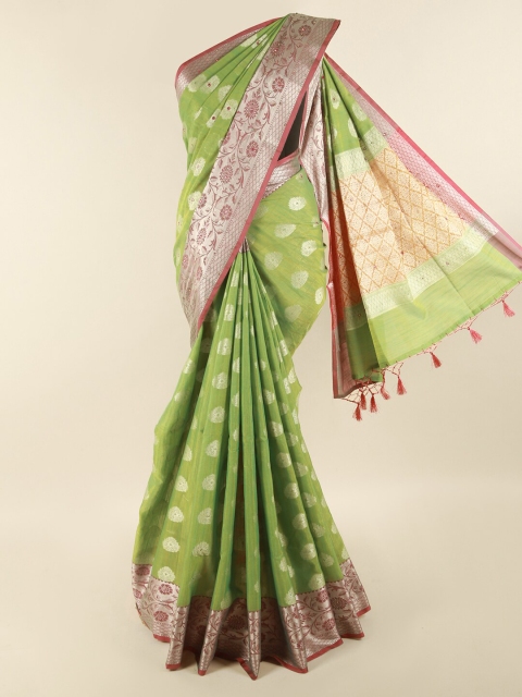 

Pothys Green & Pink Woven Design Zari Saree