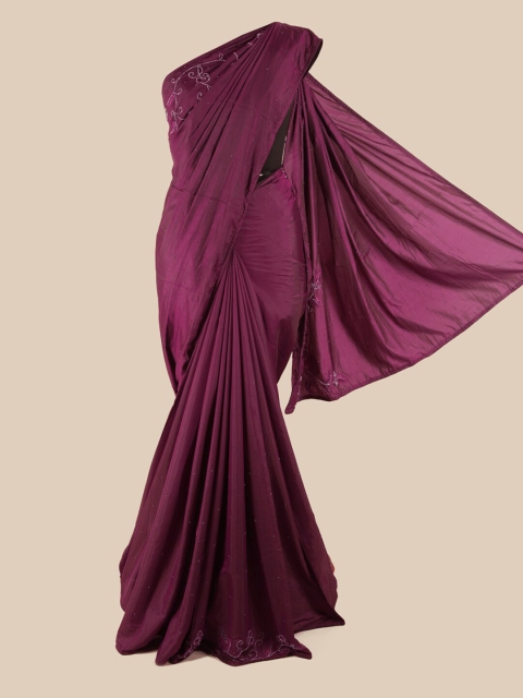 

Pothys Purple Embellished Embroidered Art Silk Saree