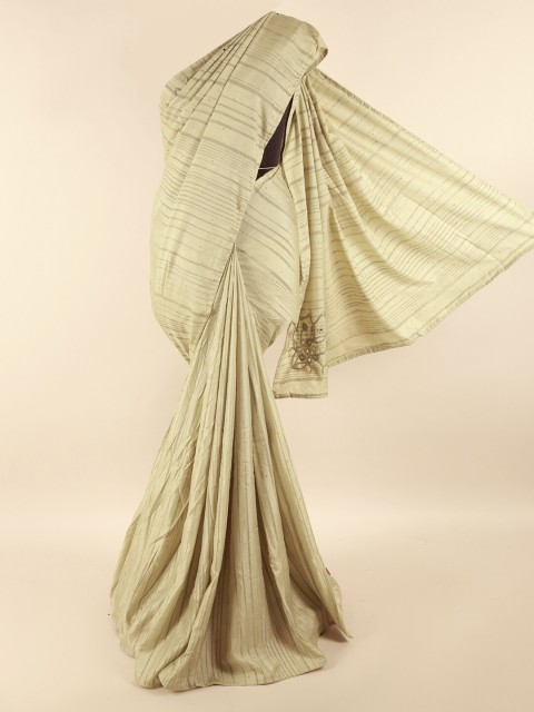 

Pothys Cream-Coloured Striped Art Silk Saree