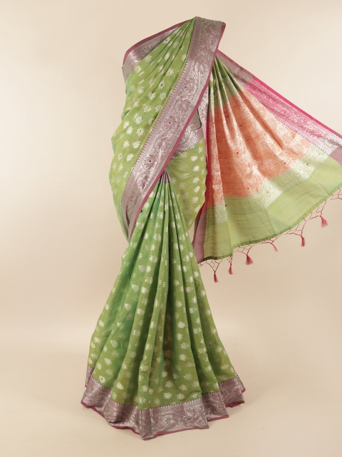 

Pothys Green & Pink Woven Design Zari Saree