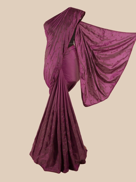 

Pothys Purple Floral Embroidered Art Silk Saree