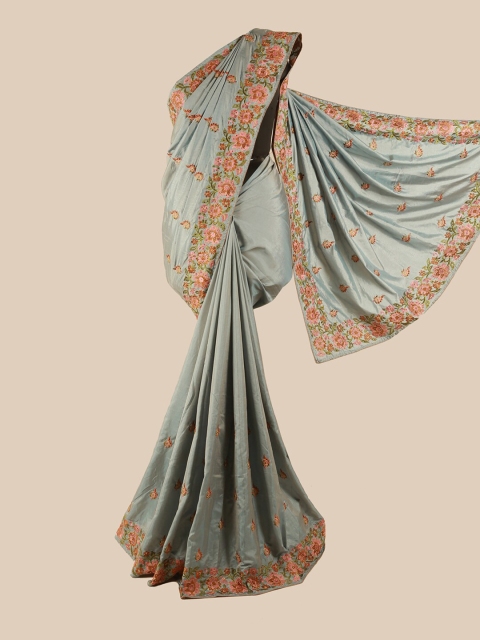 

Pothys Grey Floral Beads and Stones Art Silk Saree