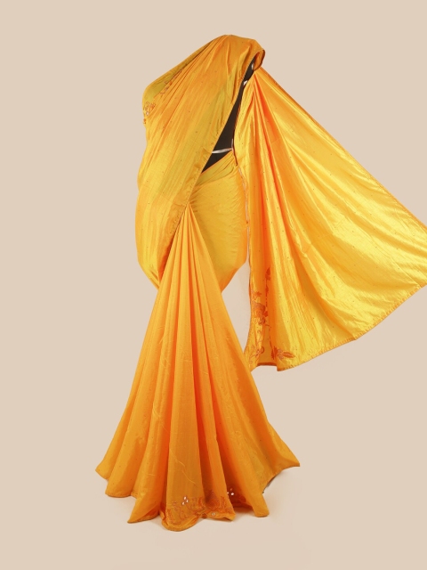 

Pothys Yellow Beads and Stones Art Silk Saree