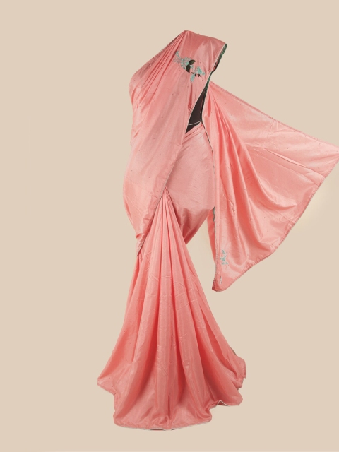 

Pothys Pink Embellished Embroidered Art Silk Saree