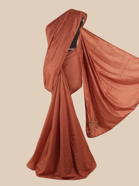 

Pothys Copper-Toned Embellished Beads and Stones Art Silk Saree