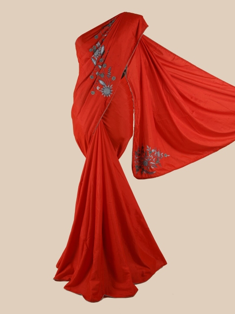 

Pothys Red Beads and Stones Art Silk Saree