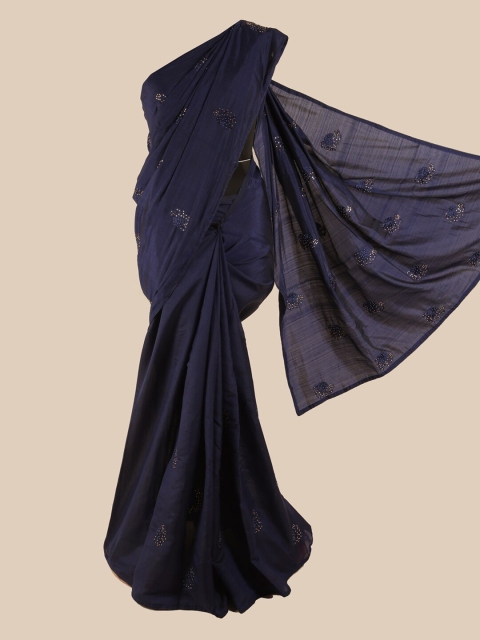 

Pothys Blue Embellished Beads and Stones Art Silk Saree