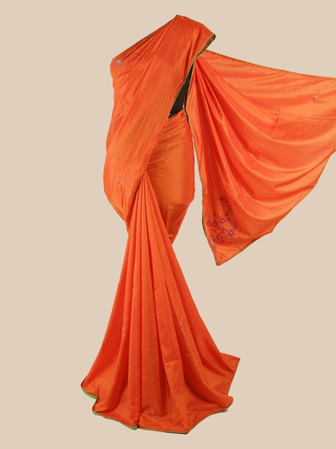 

Pothys Orange Embellished Beads and Stones Art Silk Saree