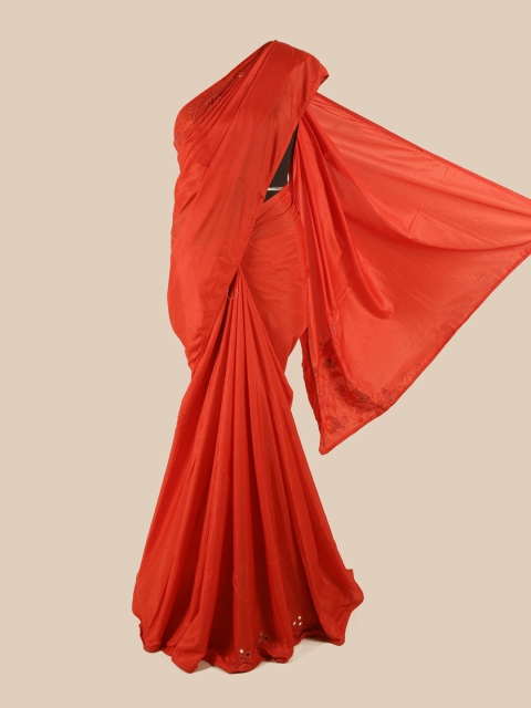

Pothys Red Beads and Stones Art Silk Saree