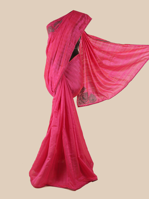 

Pothys Pink Embroidered Art Silk Saree