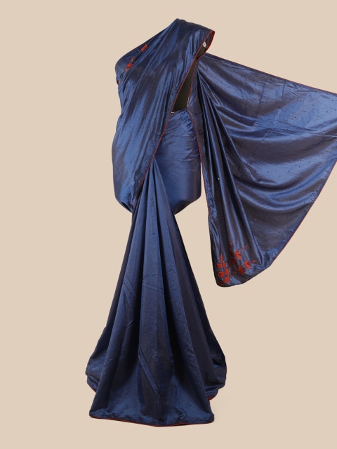 

Pothys Blue Embellished Beads and Stones Art Silk Saree