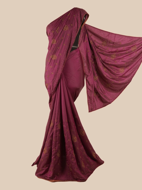 

Pothys Purple Embellished Beads and Stones Art Silk Saree