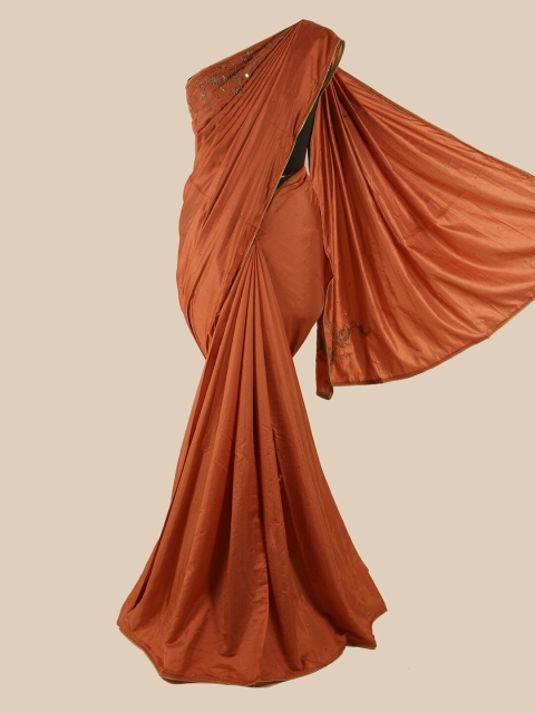 

Pothys Copper-Toned Embroidered Art Silk Saree