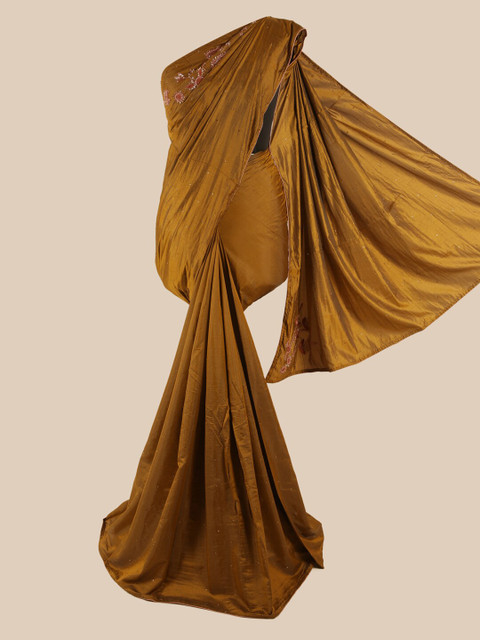 

Pothys Brown Embellished Beads and Stones Art Silk Saree