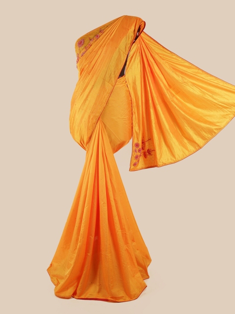 

Pothys Orange Beads and Stones Art Silk Saree