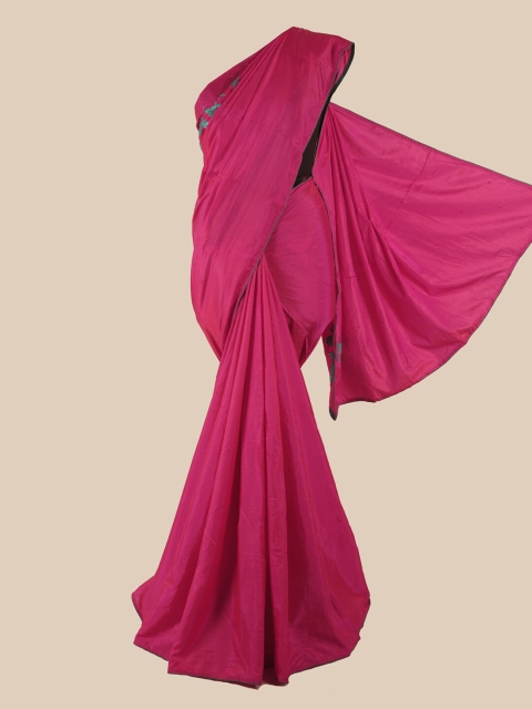 

Pothys Pink Floral Beads & Stones Art Silk Saree