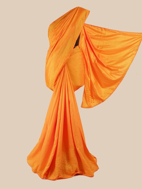 

Pothys Orange Embellished Beads & Stones Art Silk Saree