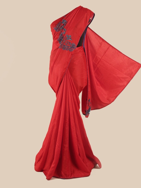 

Pothys Red & Grey Ethnic Motifs Art Silk Saree
