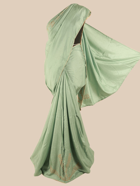 

Pothys Green Floral Beads & Stones Art Silk Saree