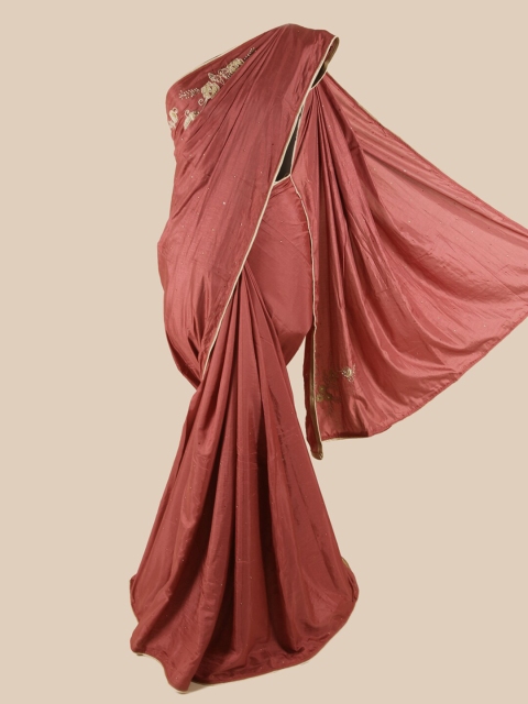

Pothys Pink Floral Beads & Stones Art Silk Saree