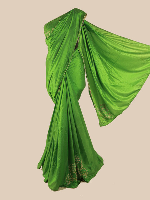

Pothys Green Floral Beads & Stones Art Silk Saree