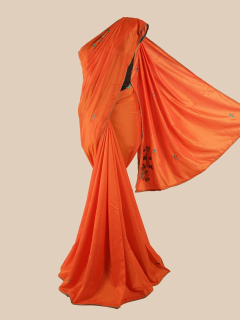 

Pothys Orange Floral Art Silk Saree