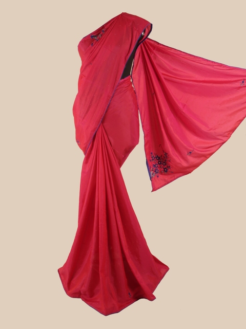 

Pothys Pink Floral Beads & Stones Art Silk Saree