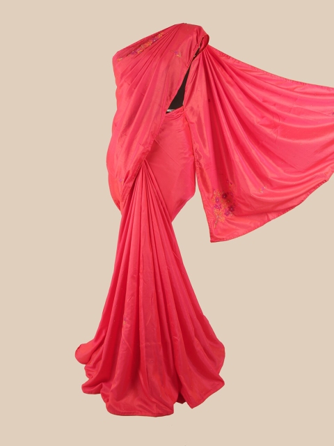 

Pothys Pink Floral Beads & Stones Art Silk Saree