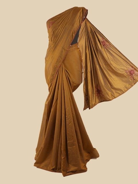 

Pothys Brown Floral Beads & Stones Art Silk Saree