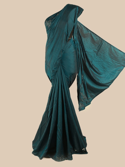 

Pothys Blue Floral Beads and Stones Art Silk Saree