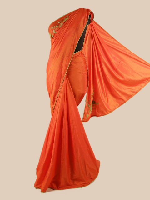 

Pothys Orange Ethnic Motifs Art Silk Saree