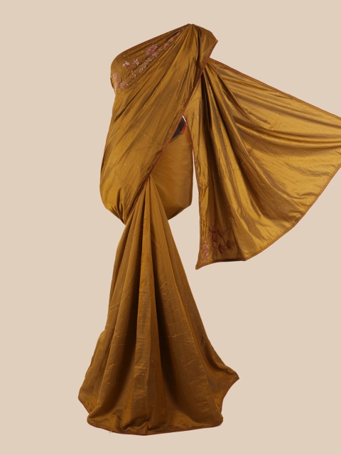 

Pothys Olive Brown Floral Beads & Stones Art Silk Saree