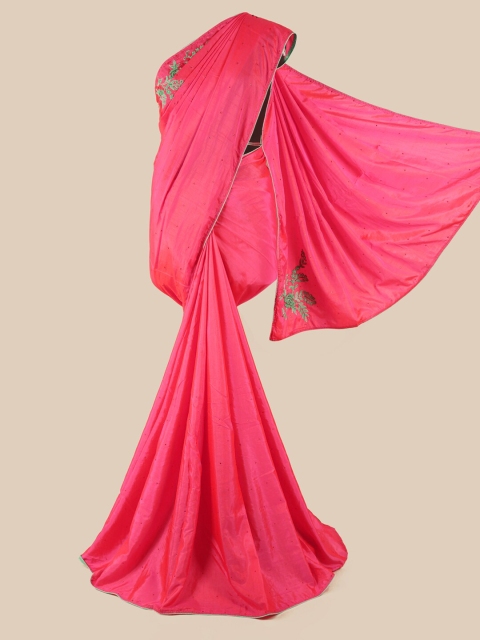 

Pothys Pink Floral Art Silk Saree