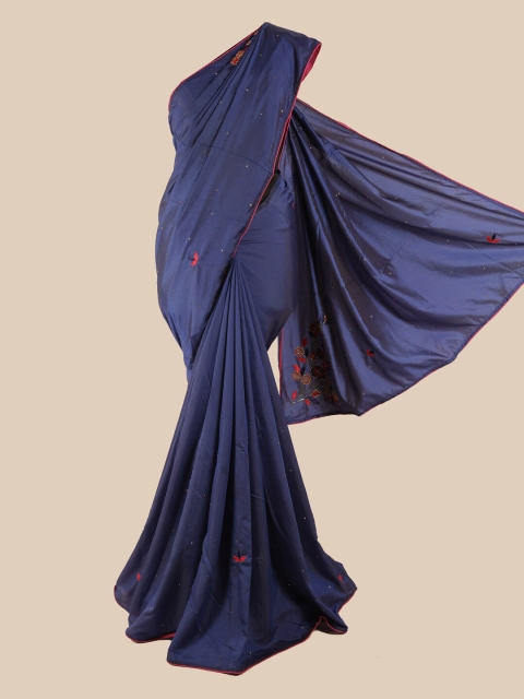 

Pothys Blue & Red Embellished Beads & Stones Art Silk Saree