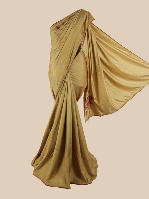 

Pothys Tan Brown Floral Beads & Stones Art Silk Saree