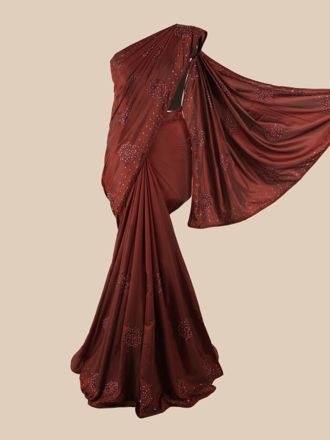 

Pothys Maroon Floral Beads & Stones Art Silk Saree