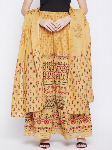 

TULIP 21 Women Beige & Red Floral Printed Knitted Ethnic Palazzos