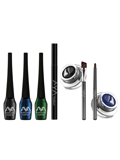 

AYA Set of Waterproof Block Pen Eyeliner, 3 Liquid Eyeliner & 2 Gel Eyeliner, Black
