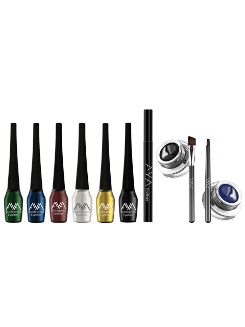 

AYA Set of Waterproof Block Pen Eyeliner, 6 Liquid Eyeliner & 2 Gel Eyeliner, Multi