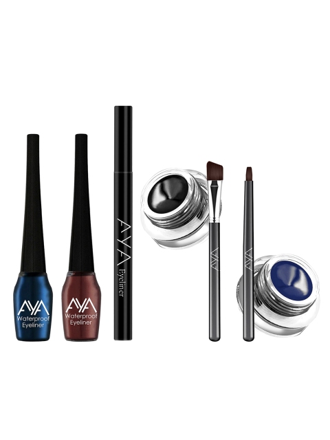 

AYA Set of Waterproof Block Pen Eyeliner, 2 Liquid Eyeliner & 2 Gel Eyeliner, Black