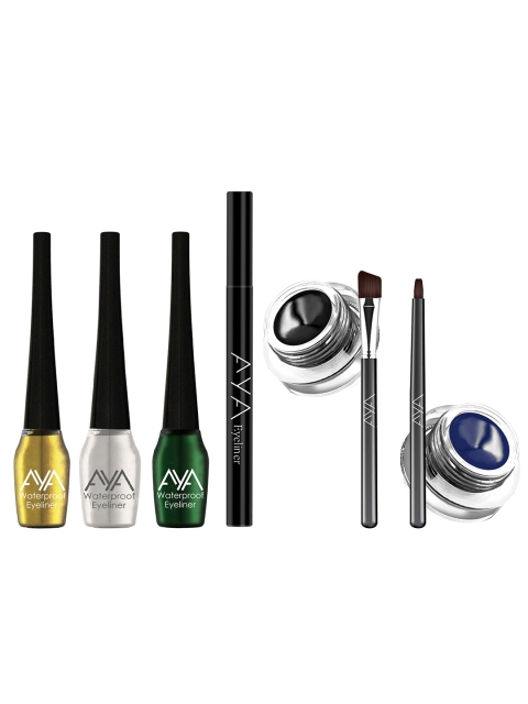 

AYA Set of Waterproof Block Pen Eyeliner, 3 Liquid Eyeliner & 2 Gel Eyeliner, Black