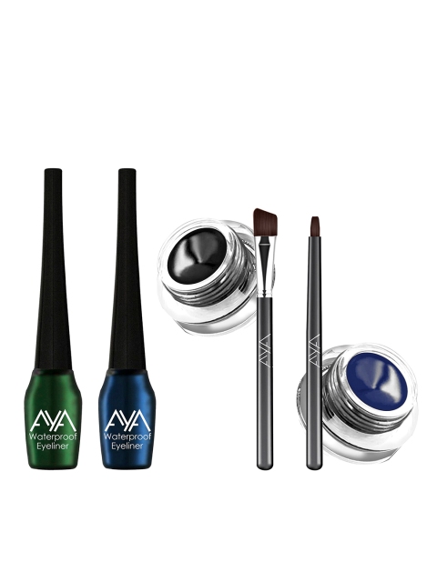 

AYA Set of 2 Waterproof Liquid Eyeliner & Set of 2 Gel Eyeliner, Green