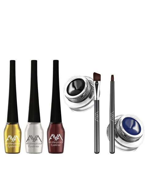 

AYA Set of 3 Waterproof Liquid Eyeliner & Set of 2 Gel Eyeliner, Gold