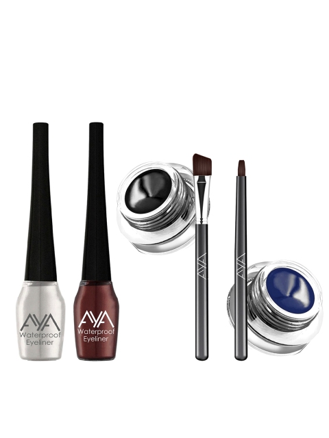 

AYA Set of 2 Waterproof Liquid Eyeliner & Set of 2 Gel Eyeliner, Brown
