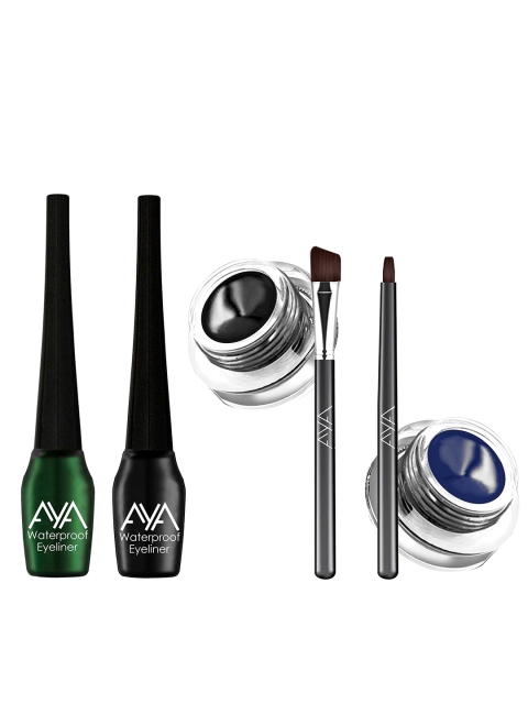 

AYA Set of 2 Waterproof Liquid Eyeliner & Set of 2 Gel Eyeliner, Black