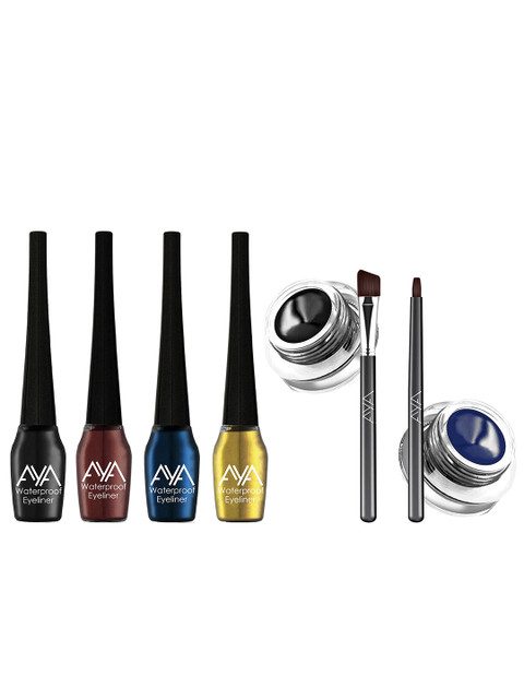 

AYA Set of 4 Waterproof Liquid Eyeliner & Set of 2 Gel Eyeliner, Black